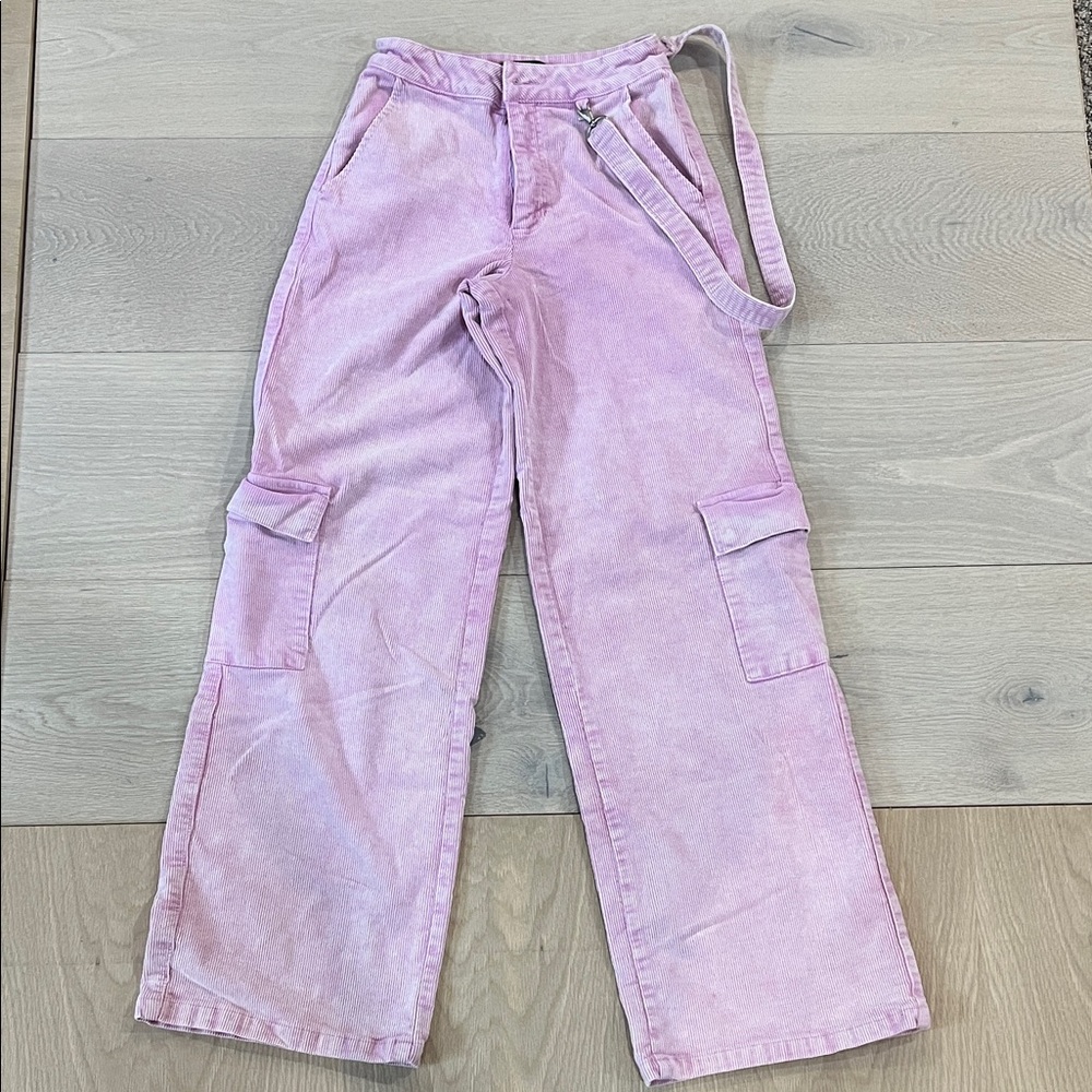 Pink Forever 21 corduroy cargo pants